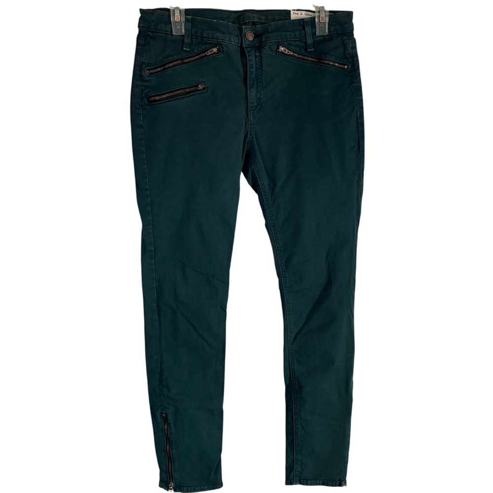 🔴 rag & bone Teal Green Stiletto Skinny Ankle Zip Jeans Size 30